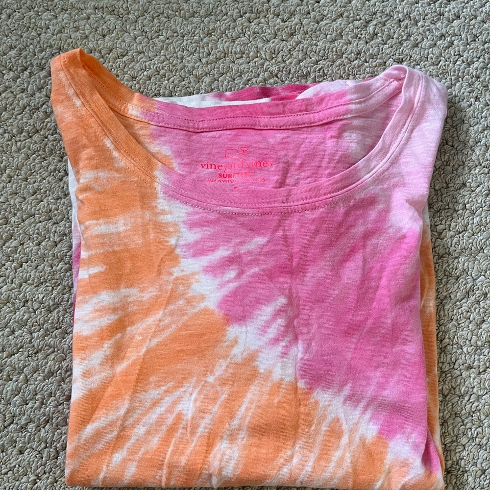 Vineyard Vines Pink and Orange Tie-Dye Tee